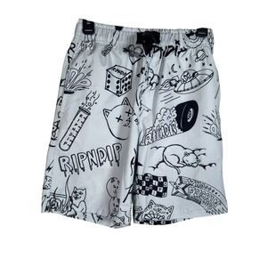 RIPNDIP Sharpie Doodle Graphic Swim Trunks Shorts Mens Small Blue  Swimwear